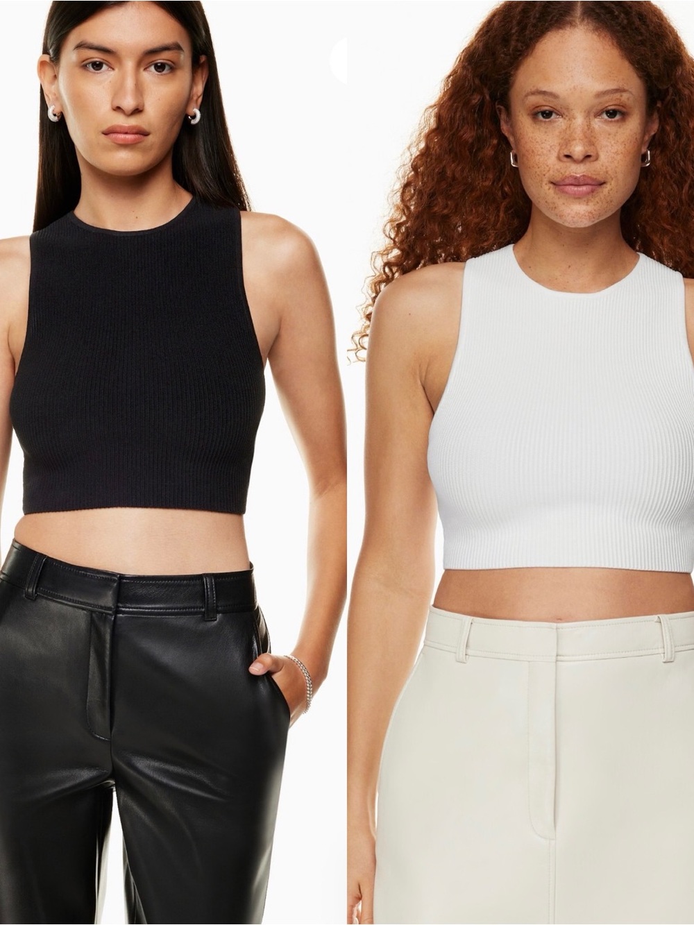 2 x Babaton | Aritzia Sculpt Knit Racer Tanks (Black + White)